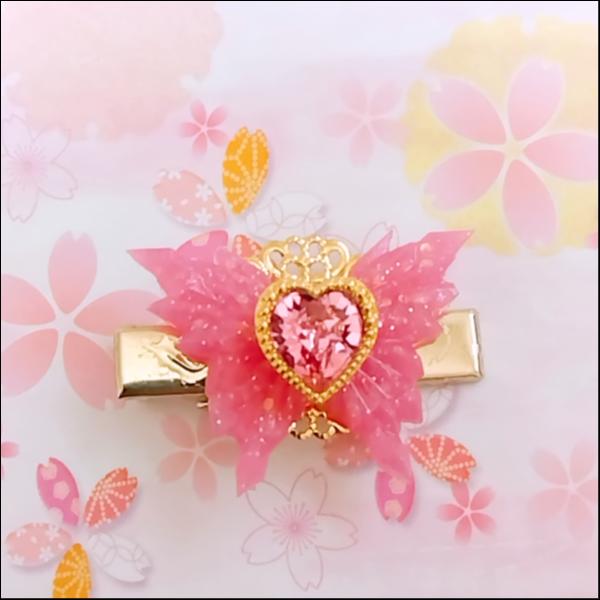 鉱石蝶のヘアクリップ(小)