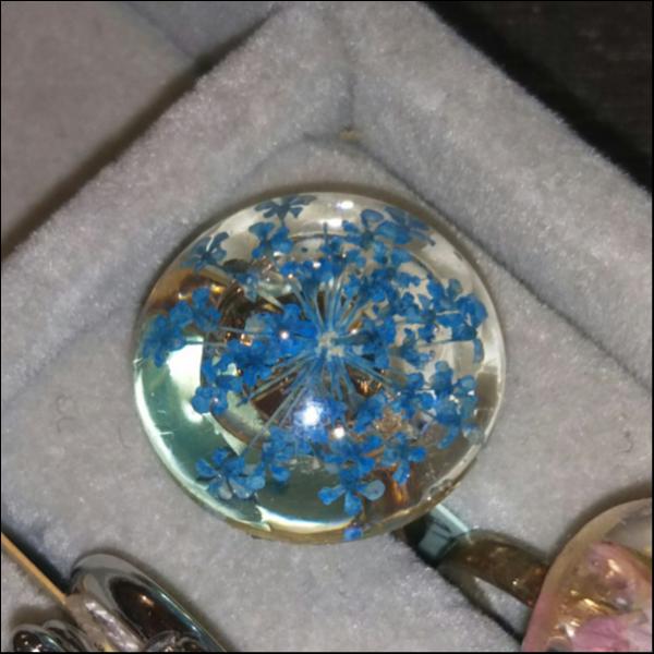 ドライフラワーレジン指輪 青花