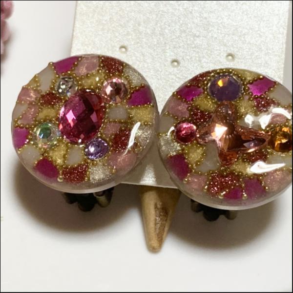 ジュエルボックスイヤリング(ピンク)