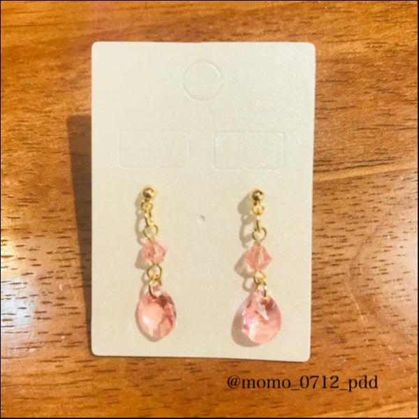 スワロ雫ピアス ローズピーチ