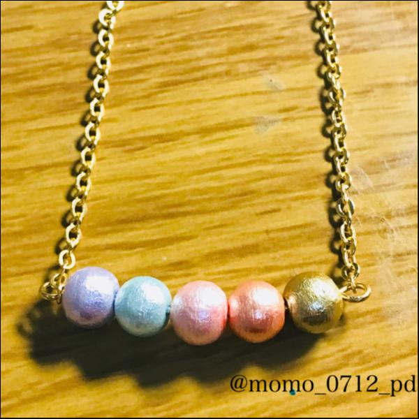 春色コットンパールネックレス