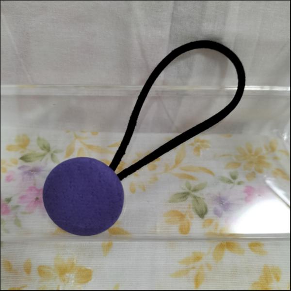 くるみボタンのヘアゴム(紫)
