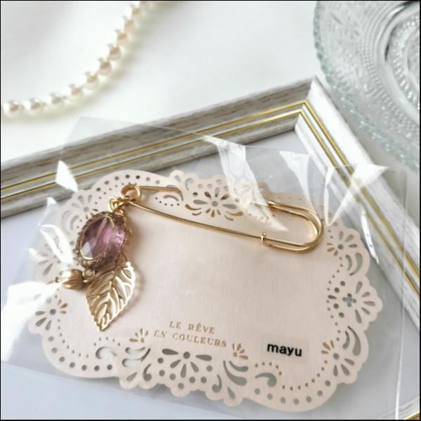 ゴールドリーフ＆クリアパープルオーバル