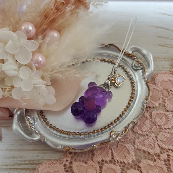 くまちゃん ストラップ(紫)