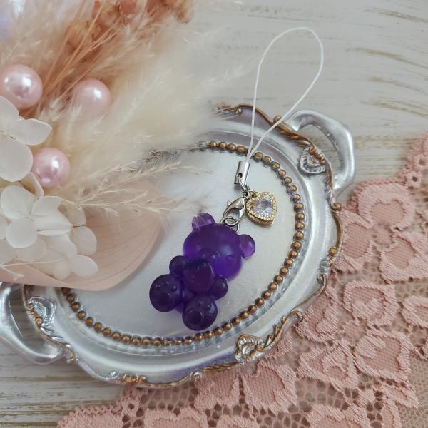 くまちゃん ストラップ(紫)