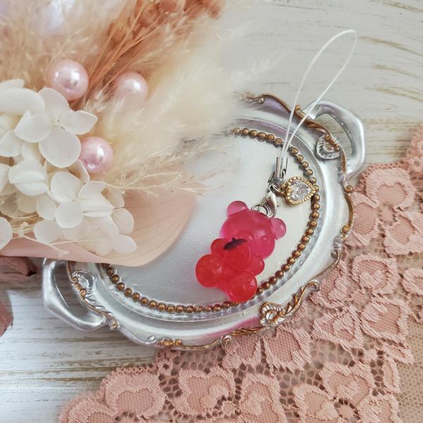 くまちゃん ストラップ(ピンク)