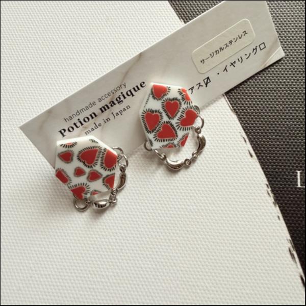 カクカクハート小ぶりピアス