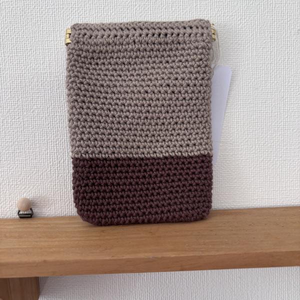 バネ口ポーチ　茶色