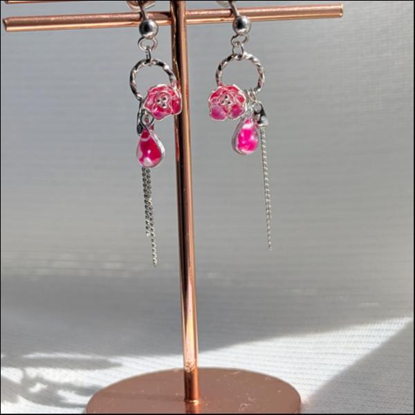 推し色花のピアス〜ピンク〜