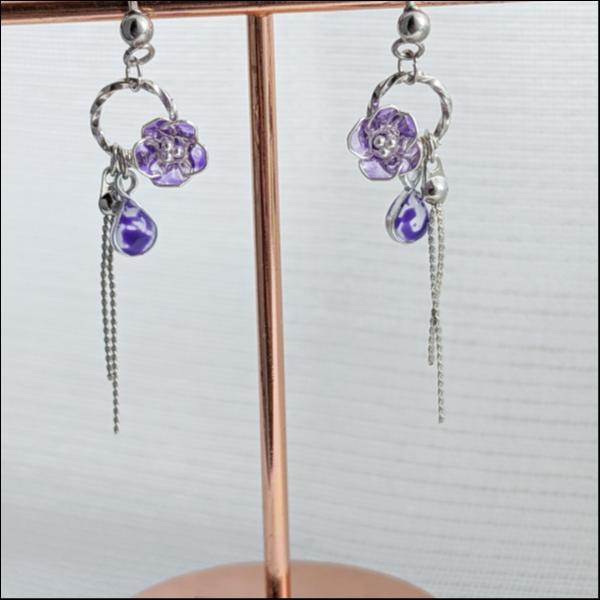 推し色花のピアス〜パープル〜