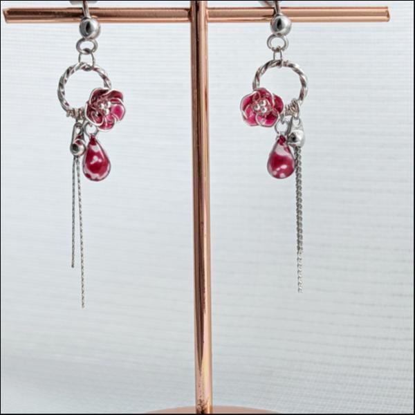 推し色花のピアス〜レッド〜