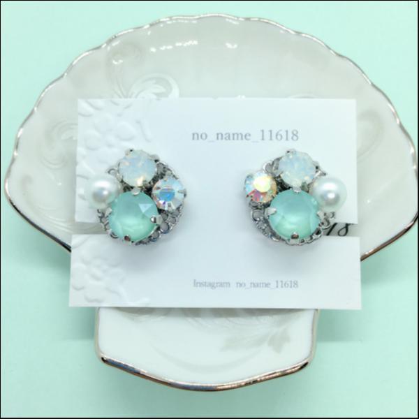 bijouイヤリング【Jellyミントグリーンの気品】