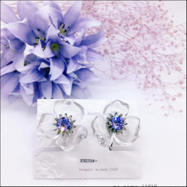 【Ice Flowerのイヤリング<ライラック色>】