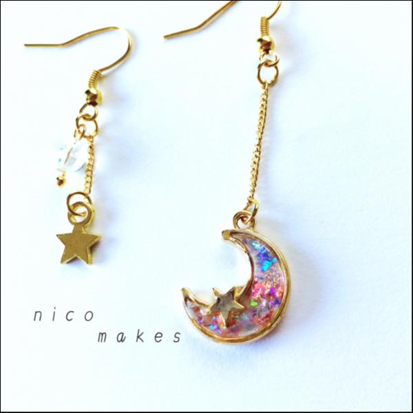 煌めく月と星*ピアス