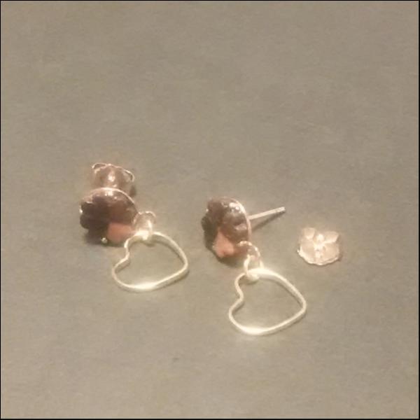 本革ハート ピアス