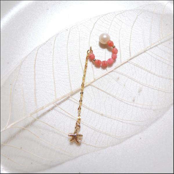 珊瑚色のイヤーカフ〜ヒトデ〜