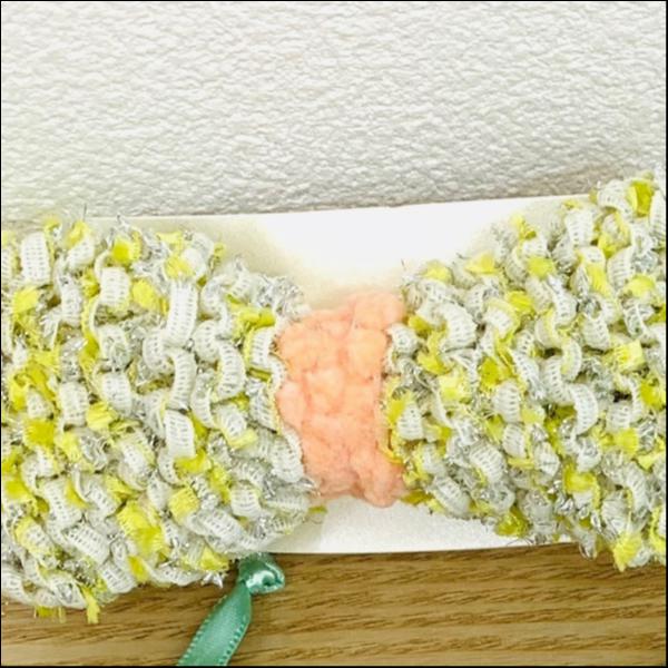 手編みのリボンバレッタ 黄色