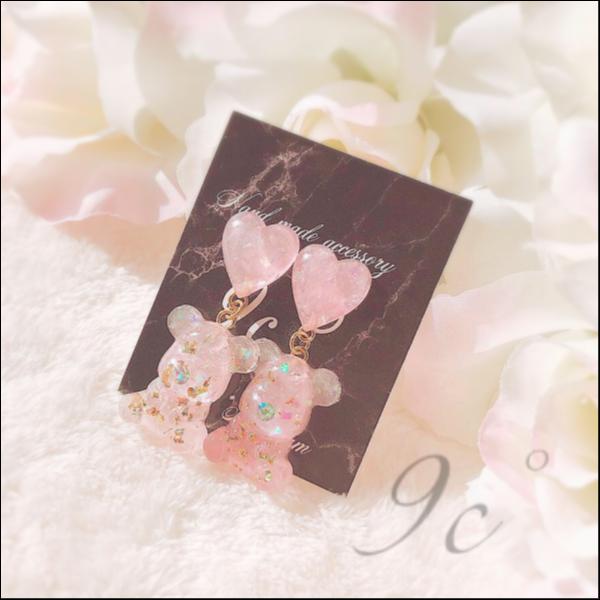 cutie♡ぴんくまとハートのピアス