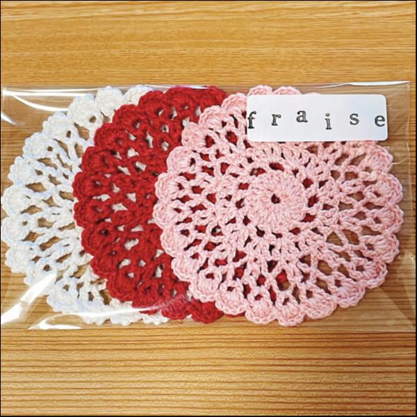 北欧風花柄モチーフコースター★3色3枚セット(丸型)