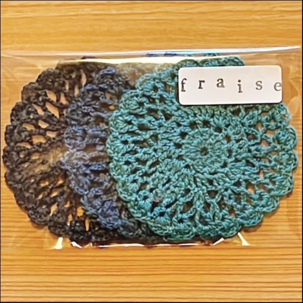 北欧風花柄モチーフコースター★3色3枚セット(丸型)