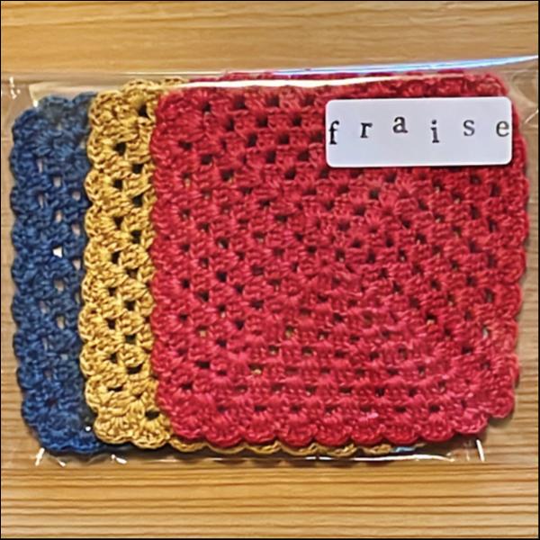 北欧風花柄モチーフコースター★3色3枚セット(四角型)