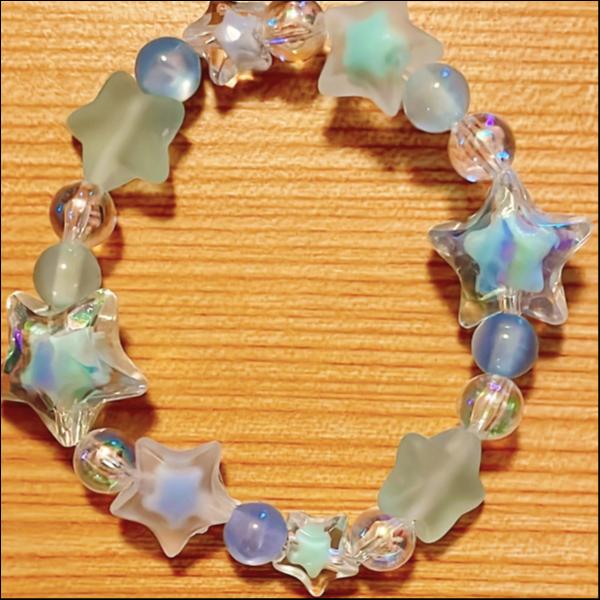 お星様ぷっくりキラキラパステルブレスレット♡【ブルー】