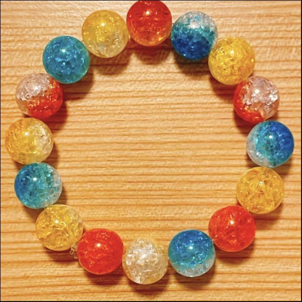 クラックビーズ★キラキラブレスレット【イエロー＆ブルー】