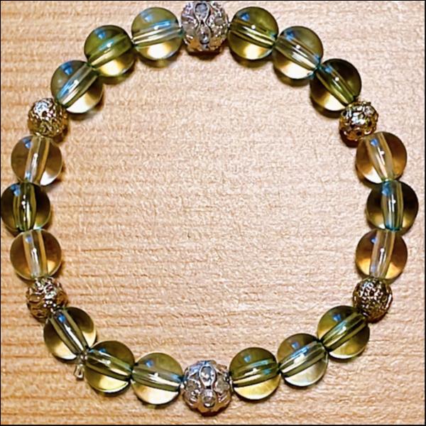 クリスタル&ホワイトビーズキラキラブレスレット★【グリーン＆ブルー】