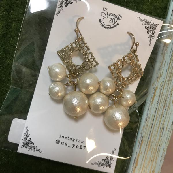 コットンパールピアス