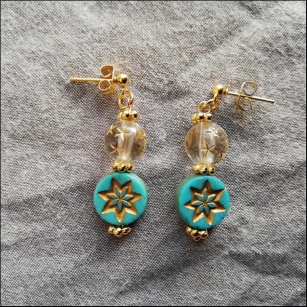 七芒星&クリアビーズのピアス