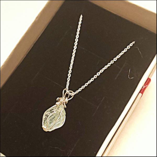 アクアマリンsilver925ワイヤーネックレス