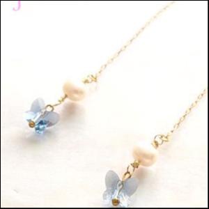 スワロと淡水パールのピアス