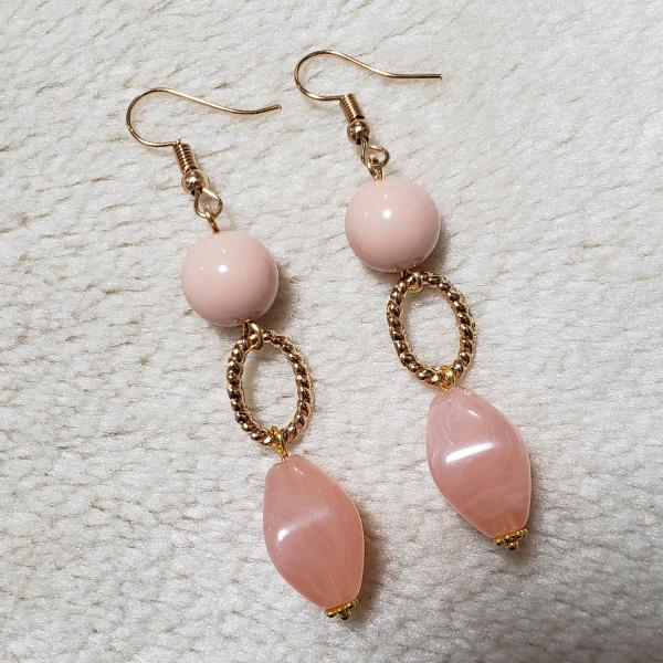 2粒ビーズのピアス(ピンク)