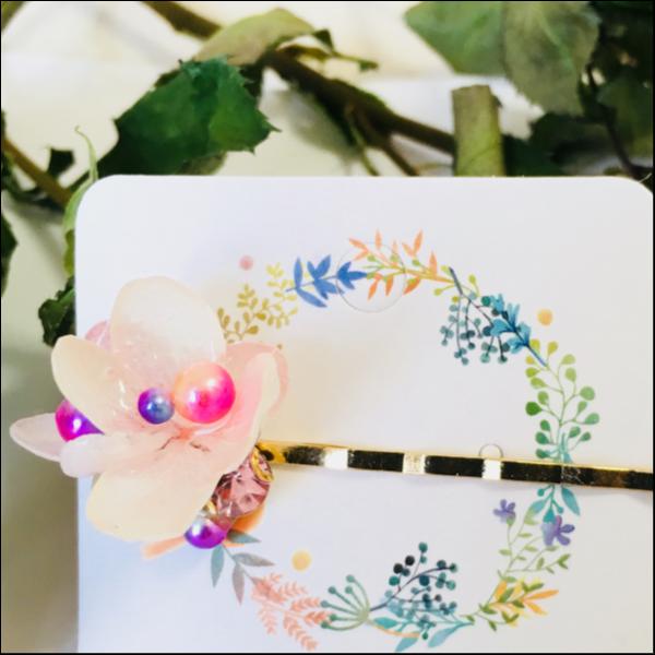 紫陽花ヘアピン ピンク