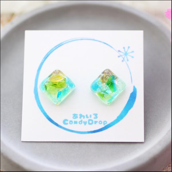琉球ガラスのピアス(ブルーイエロー)
