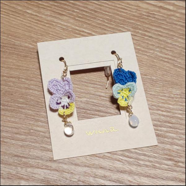 兎ビオラの雫ピアス