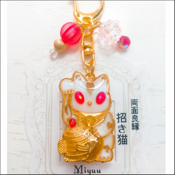 両面良縁・招き猫(白)